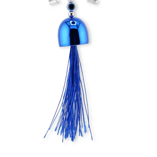 Clopotei de vant, 1 ramura si potcoava cu floare, albastru - 30cm, imagine 3