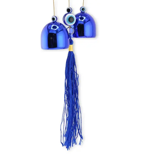Clopotei de vant, 2 ramuri si elefant, albastru - 30cm, imagine 3
