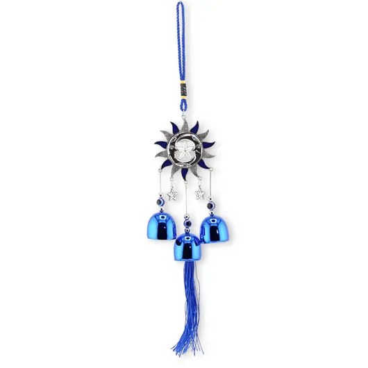 Clopotei de vant, 3 ramuri model celest, albastru - 35cm