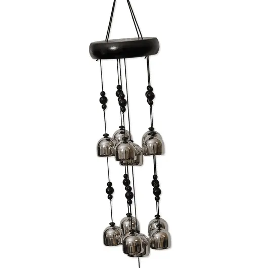 Clopotei de vant argintii, 12 ramuri si Floarea Vietii, 85cm, imagine 3