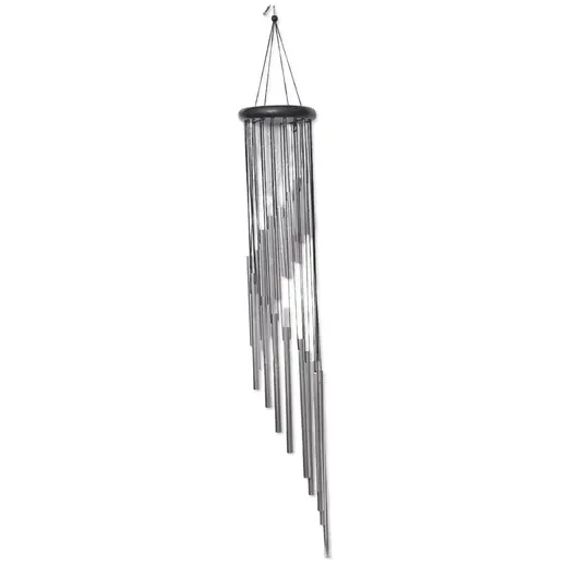 Clopotei de vant argintii, 18 tuburi cascada, 90cm