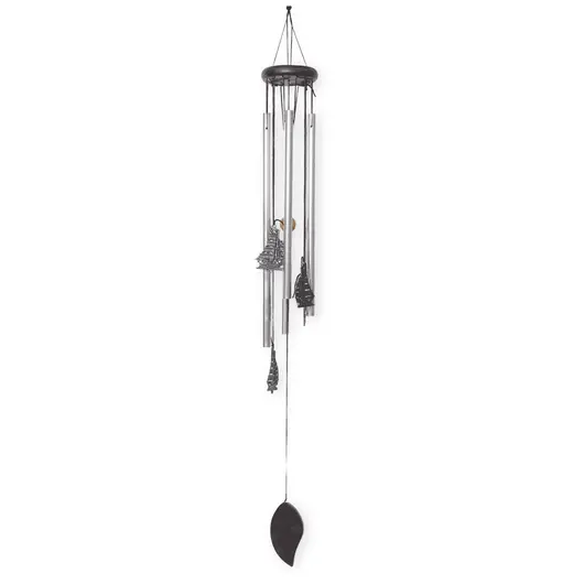 Clopotei de vant argintii, 4 tuburi cu corabii, 70cm