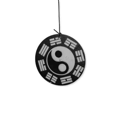Clopotei de vant argintii, 4 tuburi cu Ying Yang, 65cm, imagine 3