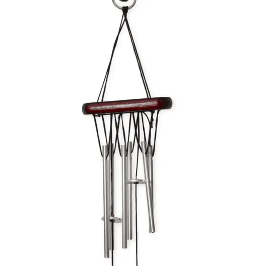 Clopotei de vant argintii, 6 tuburi cu luna si stea, 50cm, imagine 2
