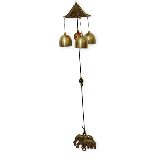 Clopotei de vant aurii, 14 ramuri cu elefanti, 85cm, imagine 3