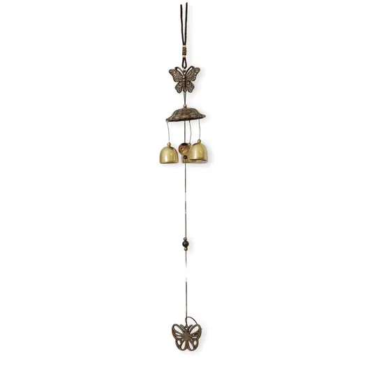 Clopotei de vant aurii, 3 ramuri si fluture, 50cm