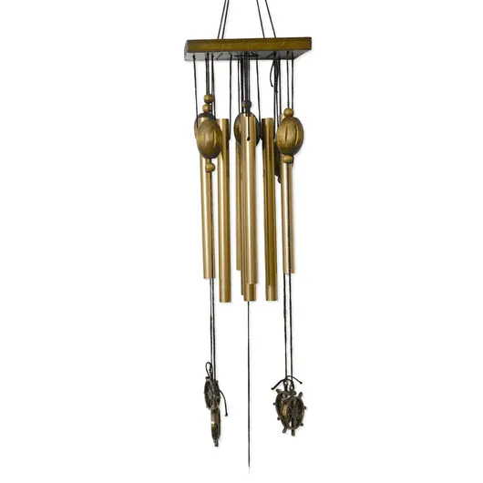 Clopotei de vant aurii, 8 tuburi si timona, 60cm, imagine 2