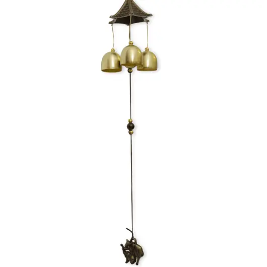 Clopotei de vant aurii, 9 ramuri si elefanti, 80cm, imagine 3