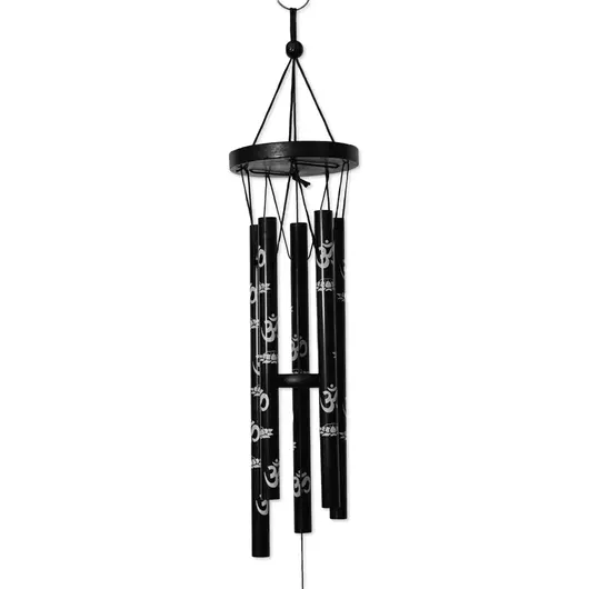 Clopotei de vant negri, 5 tuburi cu simbolul OM, 60cm, imagine 2
