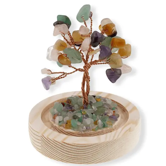 Copac decorativ Mix Cristale pe suport din lemn si cupola, 10cm, imagine 2