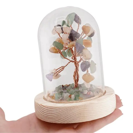 Copac decorativ Mix Cristale pe suport din lemn si cupola, 10cm, imagine 4
