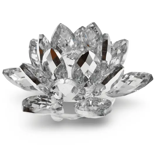Floare de lotus Argintiu din sticla - 8cm, imagine 3
