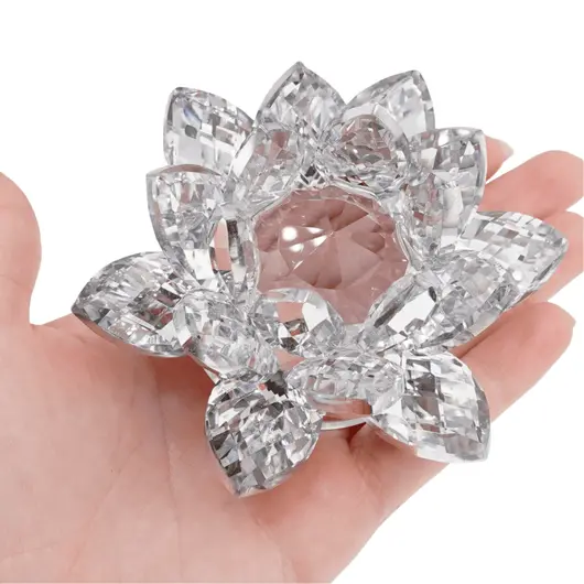 Floare de lotus Argintiu din sticla - 8cm, imagine 4