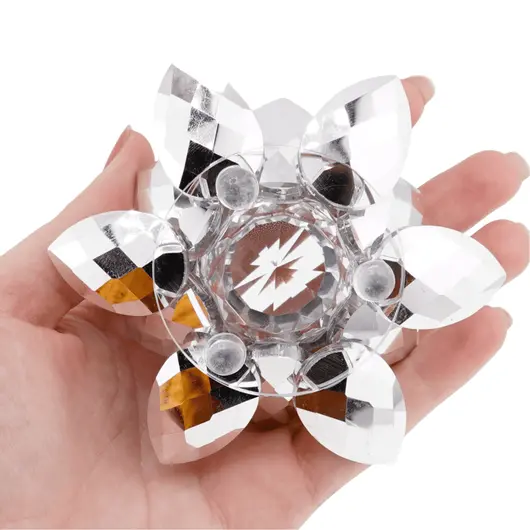Floare de lotus Argintiu din sticla - 8cm, imagine 5