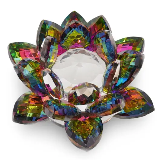 Floare de lotus Curcubeu din sticla - 8cm, imagine 2