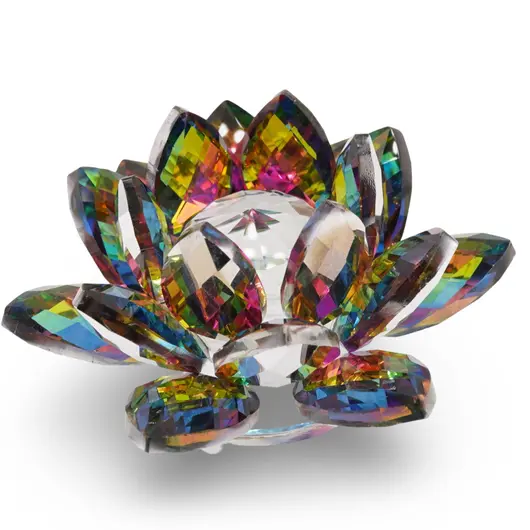 Floare de lotus Curcubeu din sticla - 8cm, imagine 3