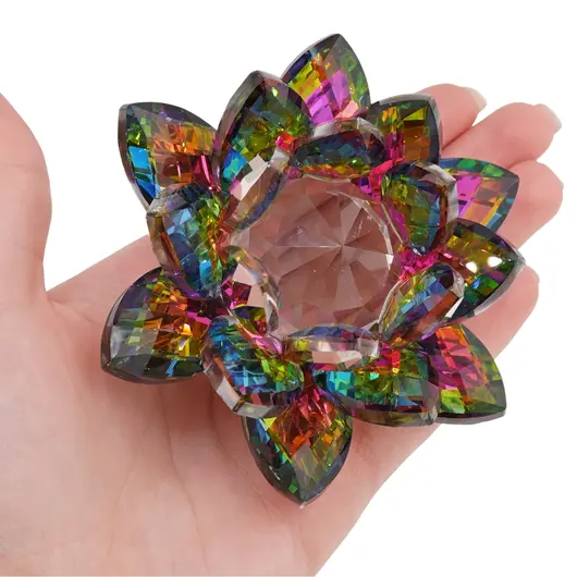 Floare de lotus Curcubeu din sticla - 8cm, imagine 4