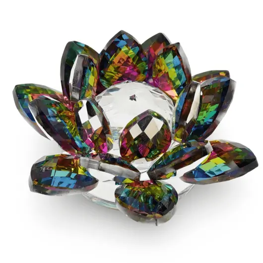 Floare de lotus Curcubeu din sticla - 8cm
