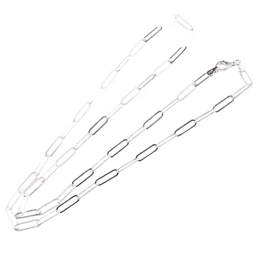 Lant argint 925 rodiat, model agrafa - 55cm
