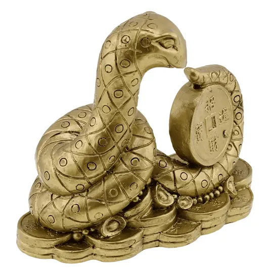 Statueta Feng Shui Sarpe incolacit cu moneda in coada - 11,5cm, imagine 2