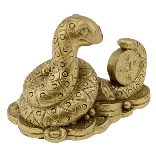 Statueta Feng Shui Sarpe incolacit cu moneda in coada - 7cm, imagine 2