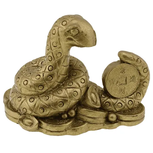 Statueta Feng Shui Sarpe incolacit cu moneda in coada - 7cm