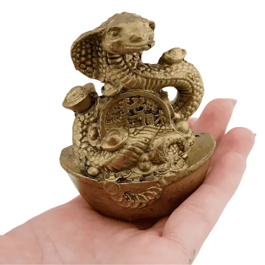Statueta Feng Shui Sarpe incolacit in pepite si monede chinezesti - 7,2cm, imagine 3