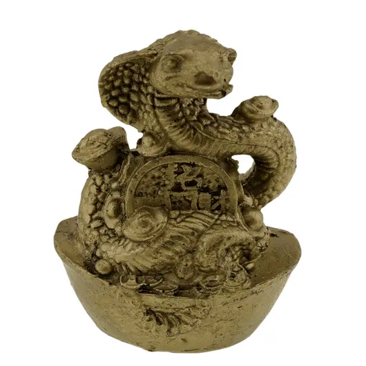 Statueta Feng Shui Sarpe incolacit in pepite si monede chinezesti - 7,2cm