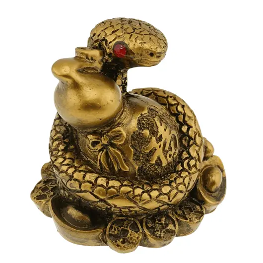 Statueta Feng Shui Sarpe incolacit pe Wou Lou - 5,5cm, imagine 2