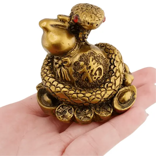 Statueta Feng Shui Sarpe incolacit pe Wou Lou - 5,5cm, imagine 3