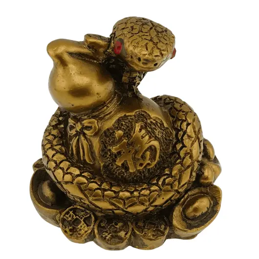 Statueta Feng Shui Sarpe incolacit pe Wou Lou - 5,5cm