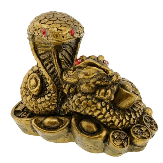 Statueta Feng Shui Sarpe si Broasca raioasa pe suport din pepite - 5,5cm, imagine 2