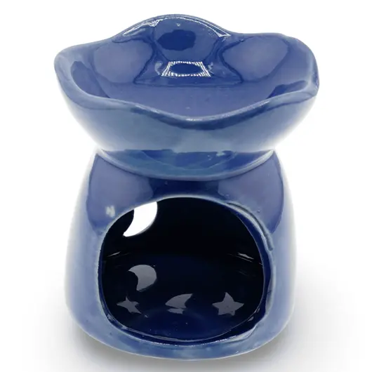 Vas aromaterapie din ceramica model celest cu baza rotunda, albastru - 7,5cm, imagine 2