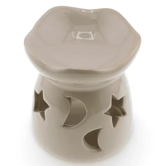 Vas aromaterapie din ceramica model celest cu baza rotunda, bej - 7,5cm, imagine 3