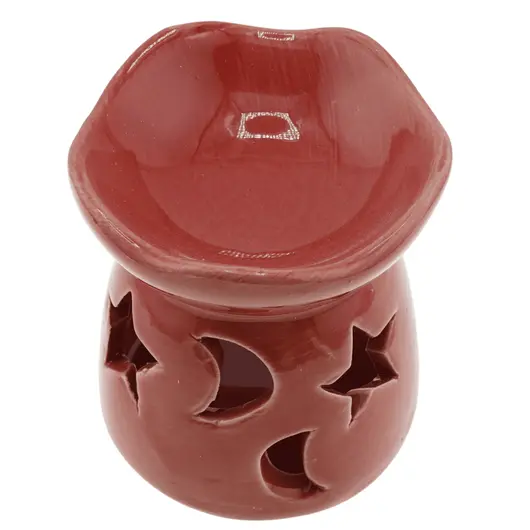 Vas aromaterapie din ceramica model celest cu baza rotunda, rosu - 7,5cm, imagine 3