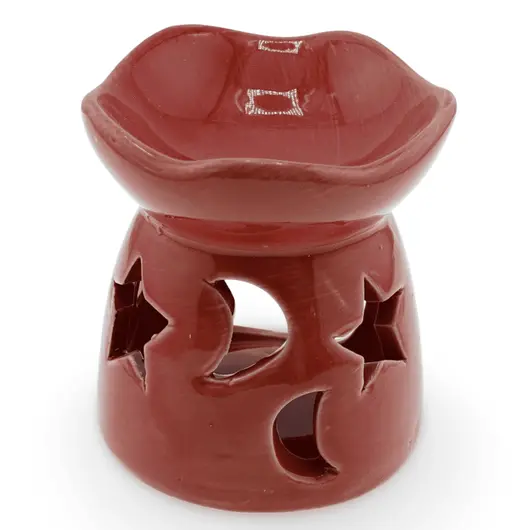 Vas aromaterapie din ceramica model celest cu baza rotunda, rosu - 7,5cm