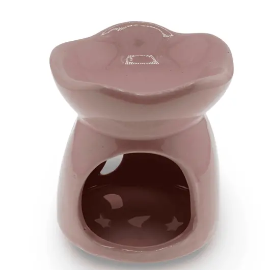 Vas aromaterapie din ceramica model celest cu baza rotunda, roz - 7,5cm, imagine 2