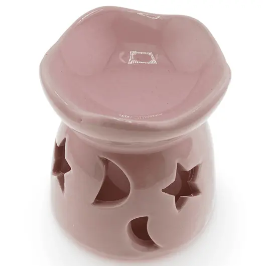 Vas aromaterapie din ceramica model celest cu baza rotunda, roz - 7,5cm, imagine 3