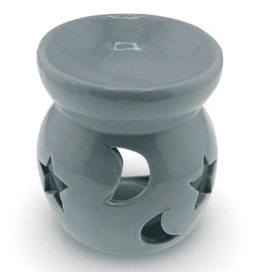 Vas aromaterapie din ceramica model celest rotund, bleu - 7,5cm