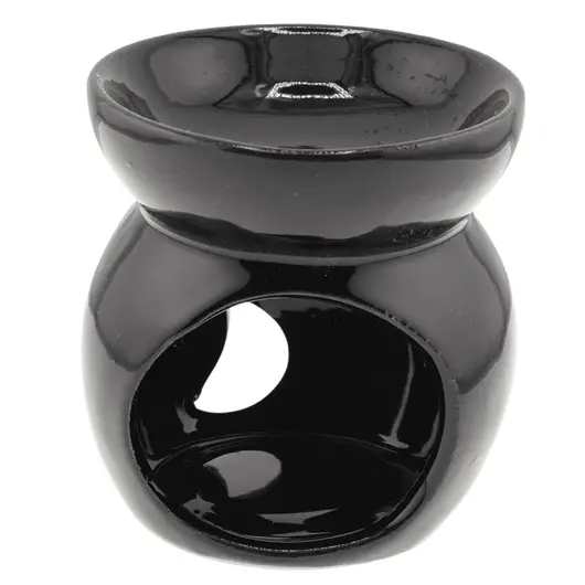 Vas aromaterapie din ceramica model celest rotund, negru - 7,5cm, imagine 2
