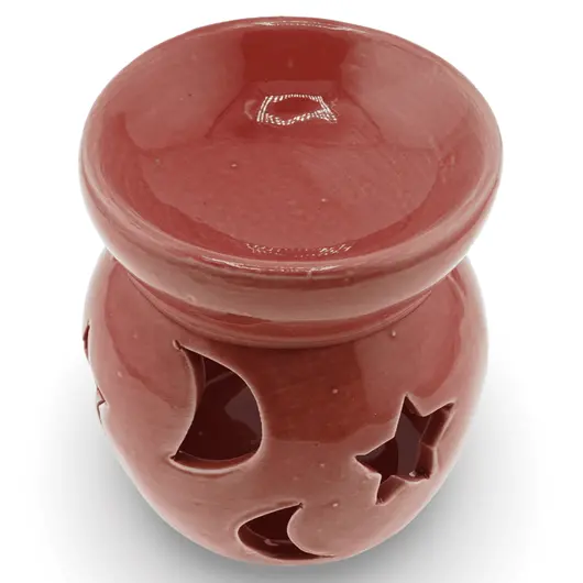 Vas aromaterapie din ceramica model celest rotund, rosu - 7,5cm, imagine 3