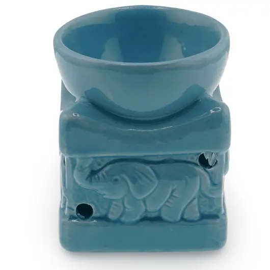 Vas aromaterapie din ceramica model elefant, albastru - 8cm
