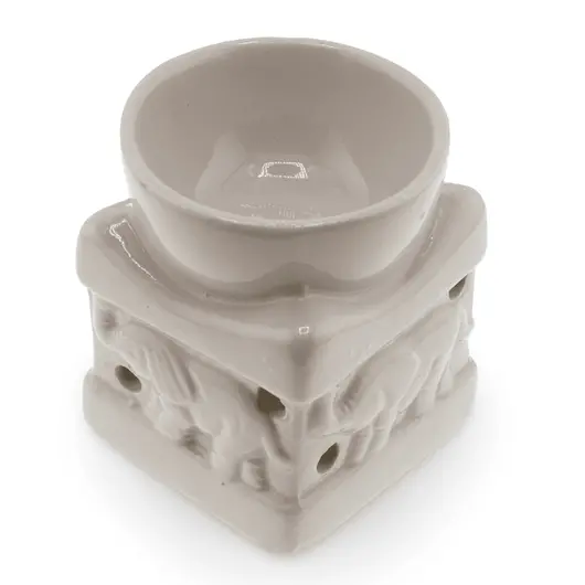 Vas aromaterapie din ceramica model elefant, bej - 8cm, imagine 3