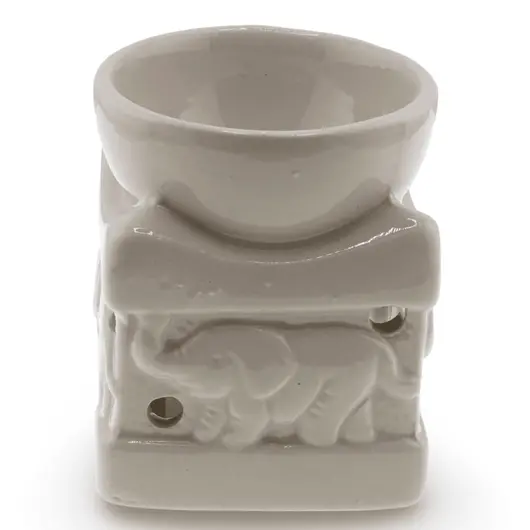 Vas aromaterapie din ceramica model elefant, bej - 8cm