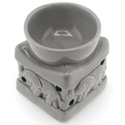 Vas aromaterapie din ceramica model elefant, gri - 8cm, imagine 3