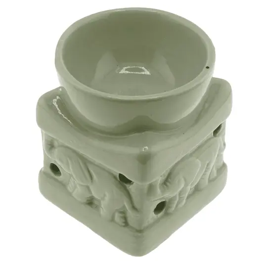 Vas aromaterapie din ceramica model elefant, verde deschis - 8cm, imagine 3