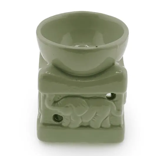 Vas aromaterapie din ceramica model elefant, verde deschis - 8cm