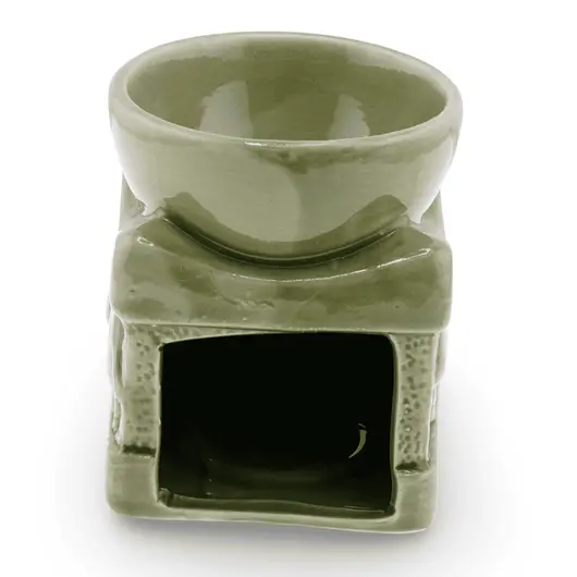 Vas aromaterapie din ceramica model elefant, verde inchis - 8cm, imagine 2