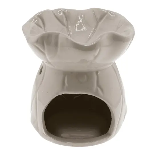 Vas aromaterapie din ceramica model frunza, bej - 8,5cm, imagine 2