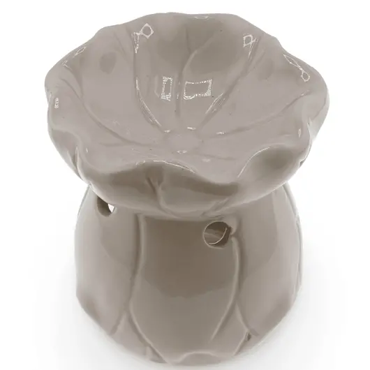Vas aromaterapie din ceramica model frunza, bej - 8,5cm, imagine 3